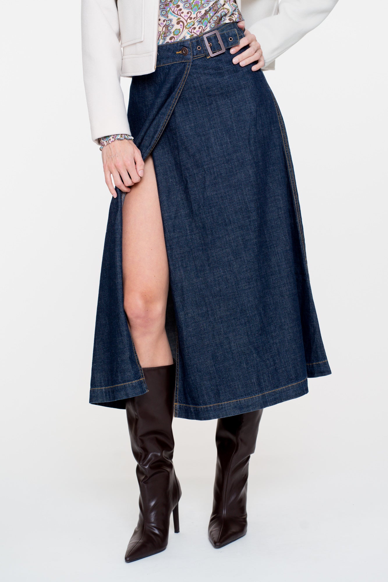 Geisha Damen-Denim-Wickelrock
