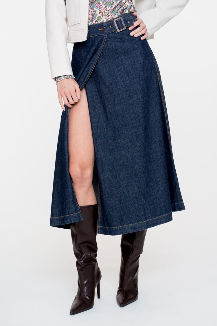 Geisha Damen-Denim-Wickelrock