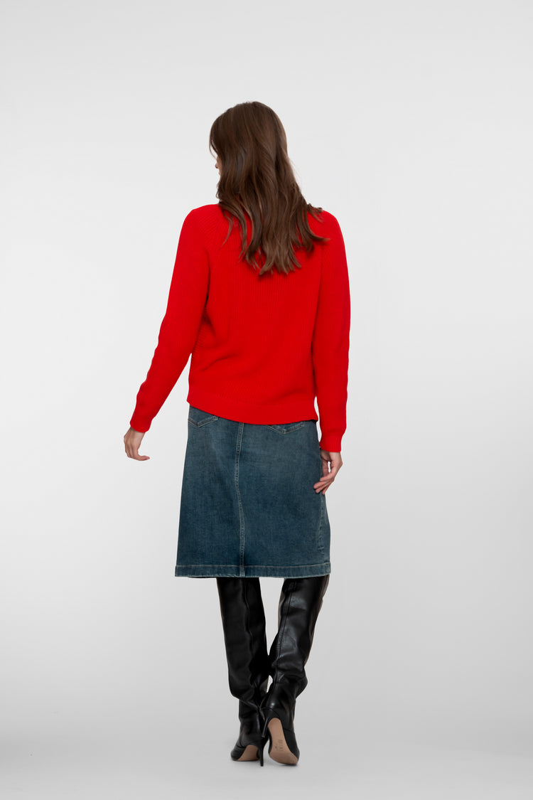 Geisha Damen-Midi-Jeansrock mit Schlitz