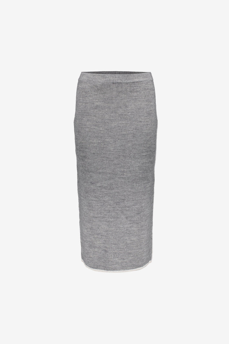 Geisha Damen-Midirock in Grau mit kontrastierendem Besatz