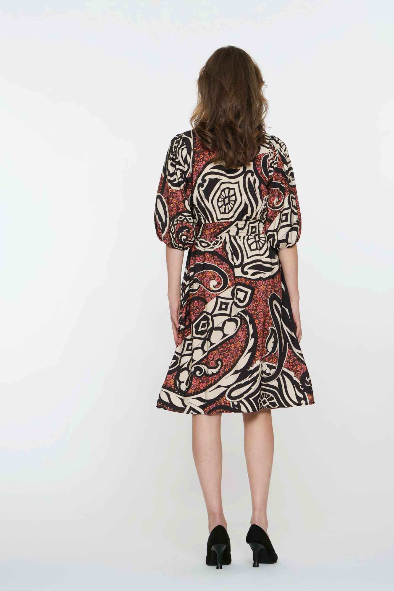 Geisha Fashion Damen Paisley Print Midi Kleid