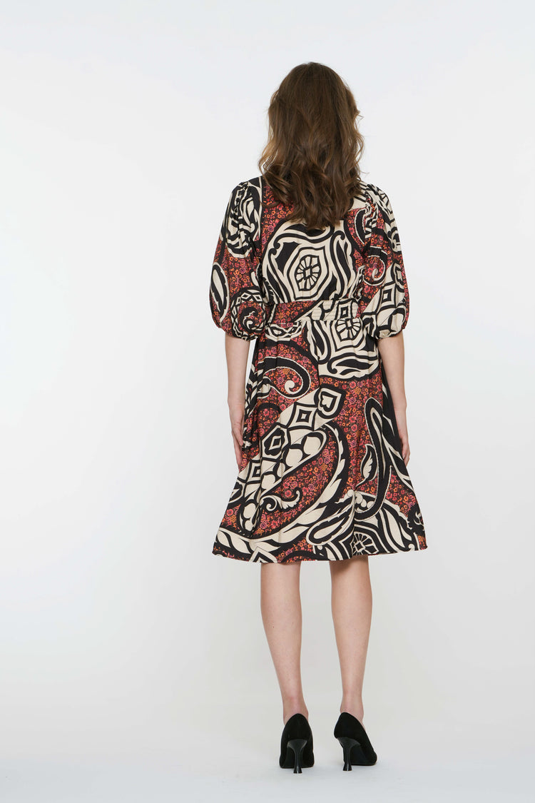 Geisha Fashion Damen Paisley Print Midi Kleid