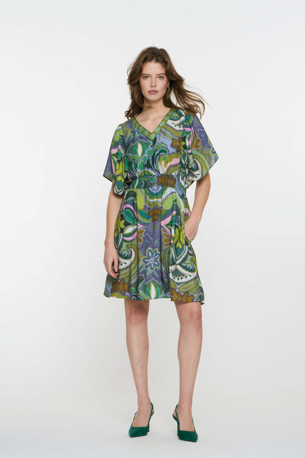 Geisha Fashion Damen Midi Kleid Grafischer Print