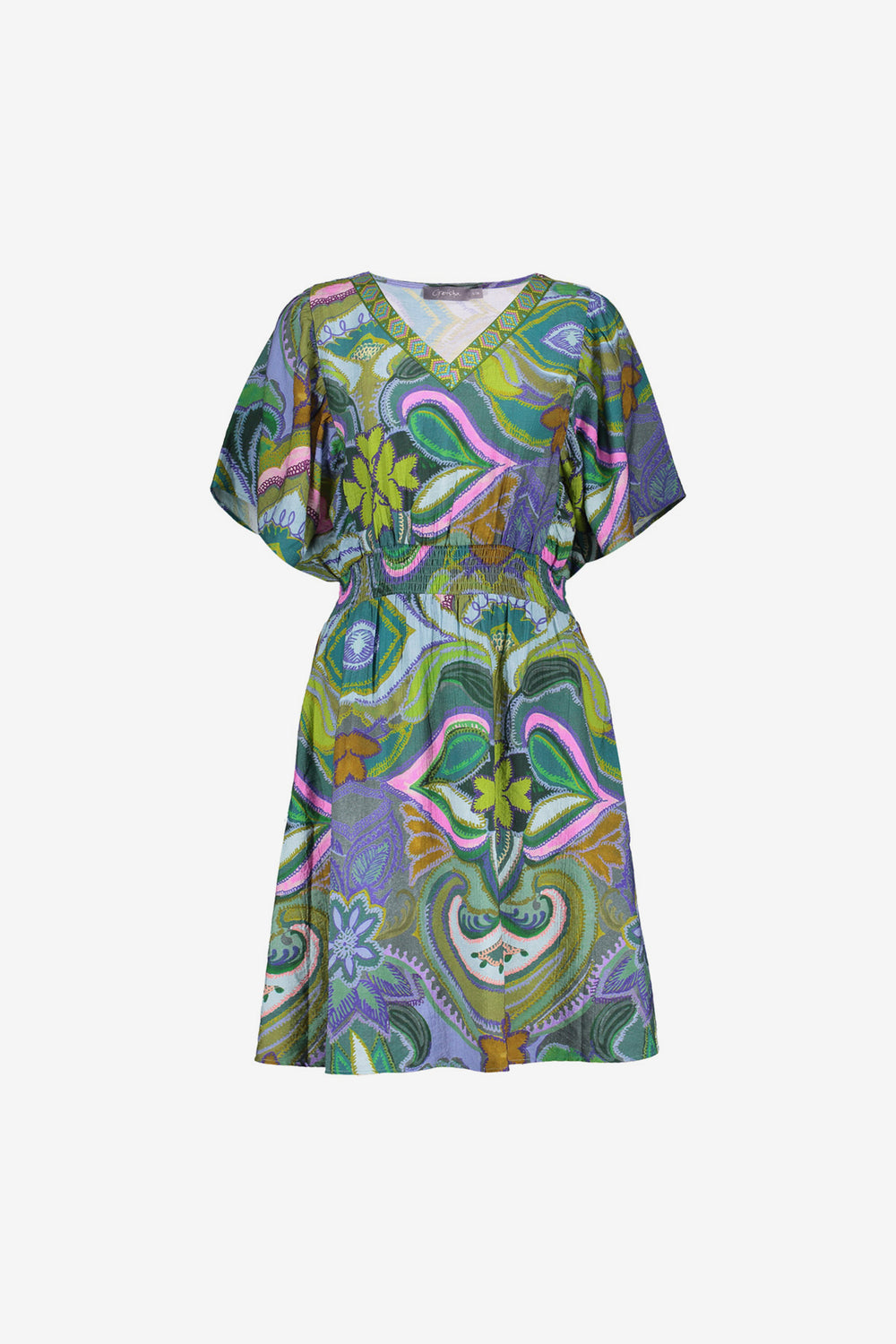 Geisha Fashion Damen Midi Kleid Grafischer Print