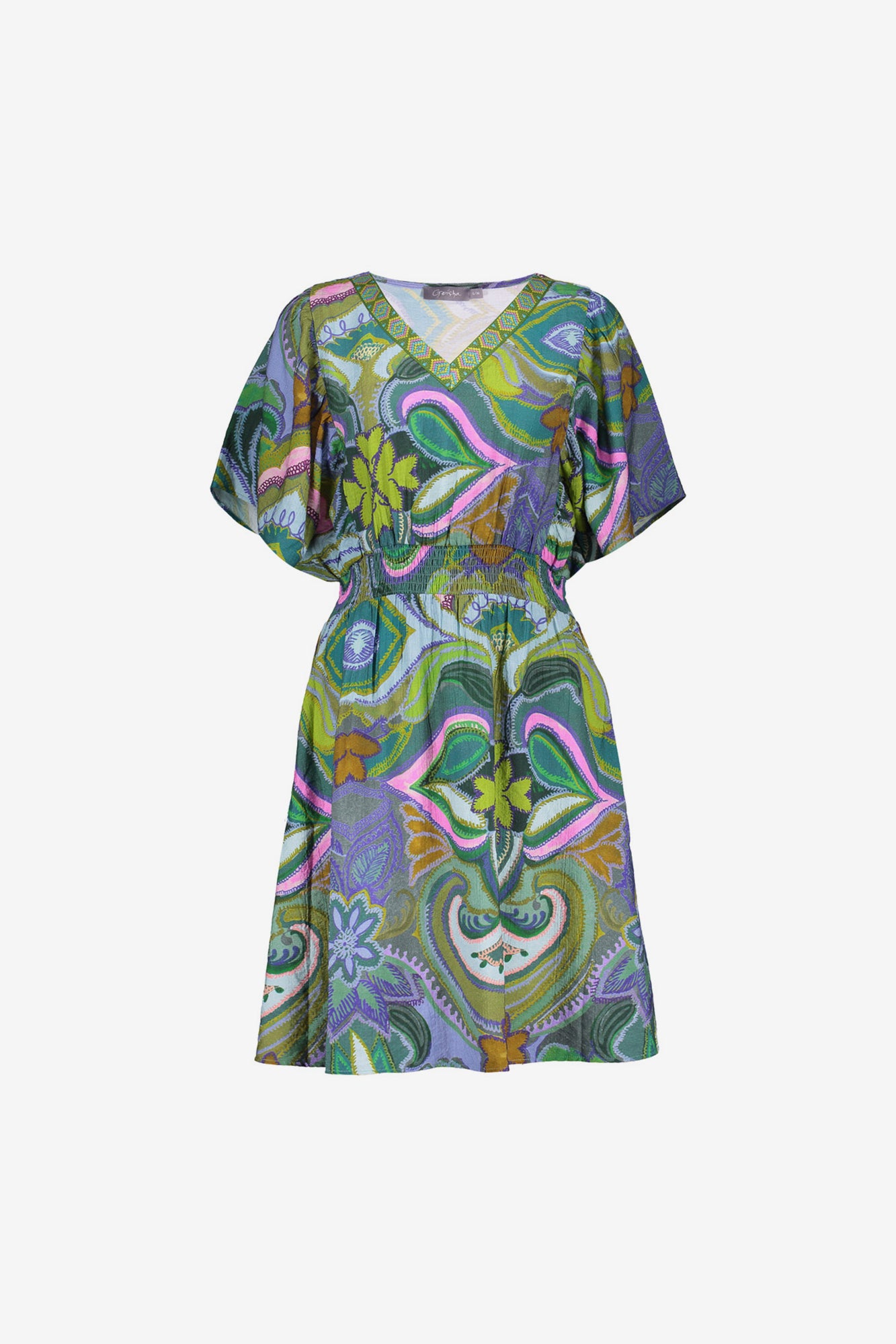 Geisha Fashion Damen Midi Kleid Grafischer Print