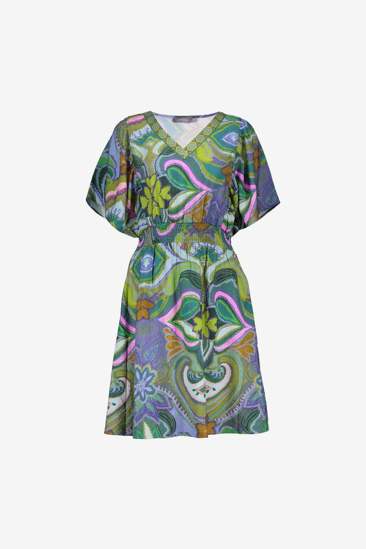 Geisha Fashion Damen Midi Kleid Grafischer Print