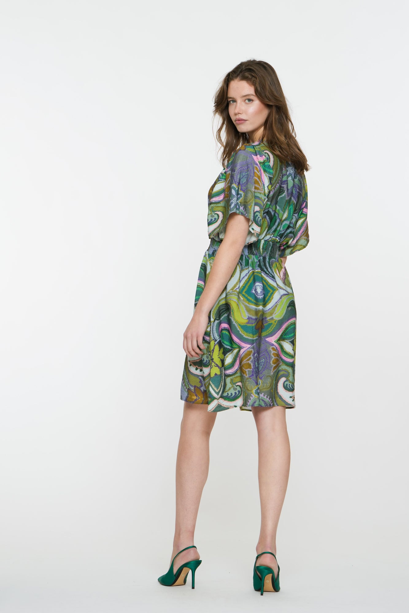 Geisha Fashion Damen Midi Kleid Grafischer Print