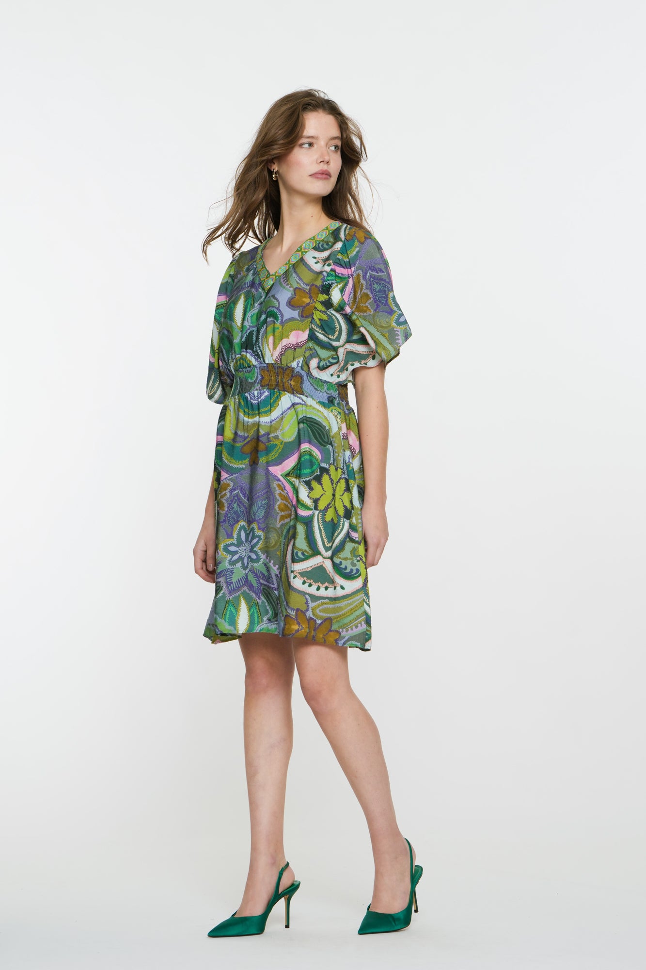 Geisha Fashion Damen Midi Kleid Grafischer Print