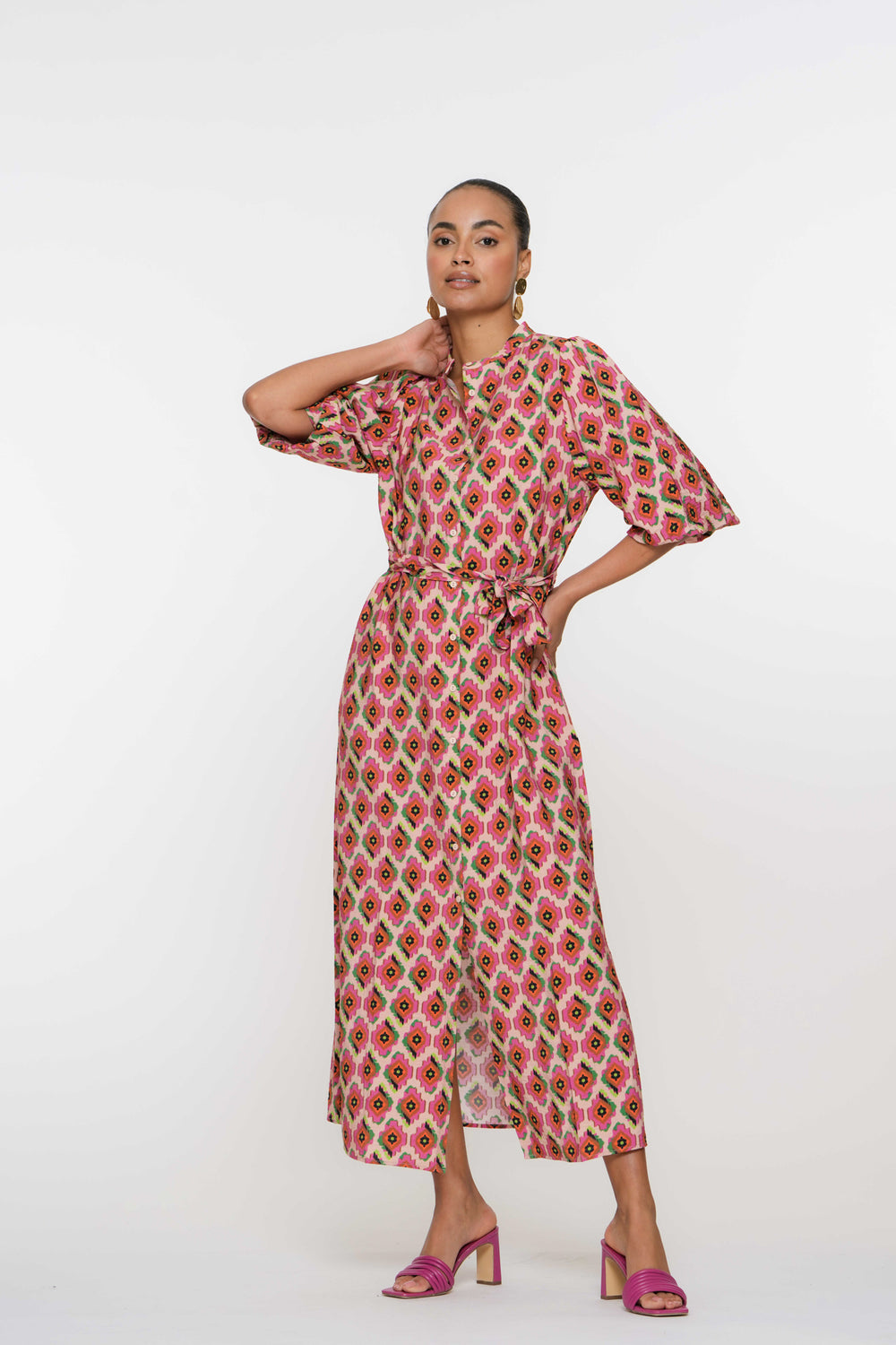 Geisha Fashion Damen Maxi Kleid mit Grafikprint