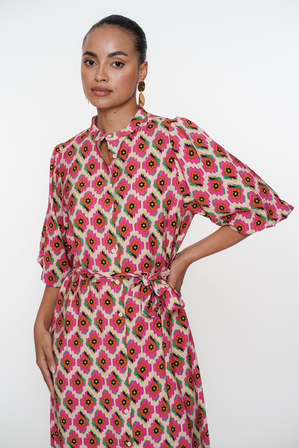 Geisha Fashion Damen Maxi Kleid mit Grafikprint