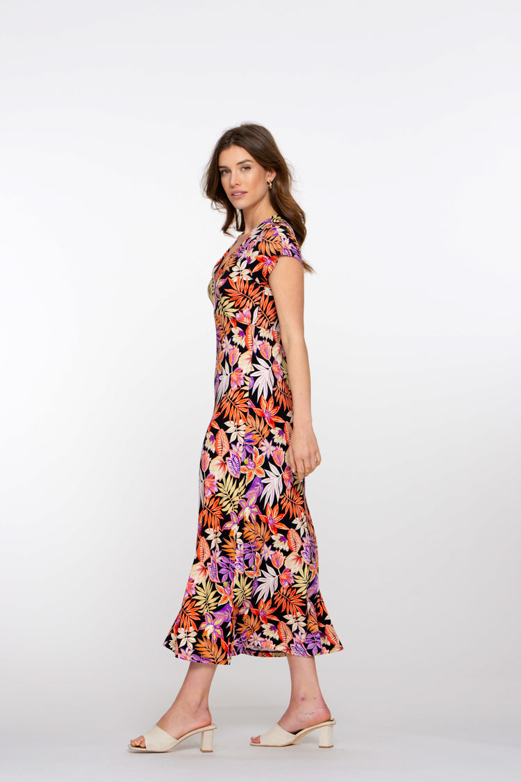 Geisha Fashion Damen Maxikleid mit V-Ausschnitt und Print