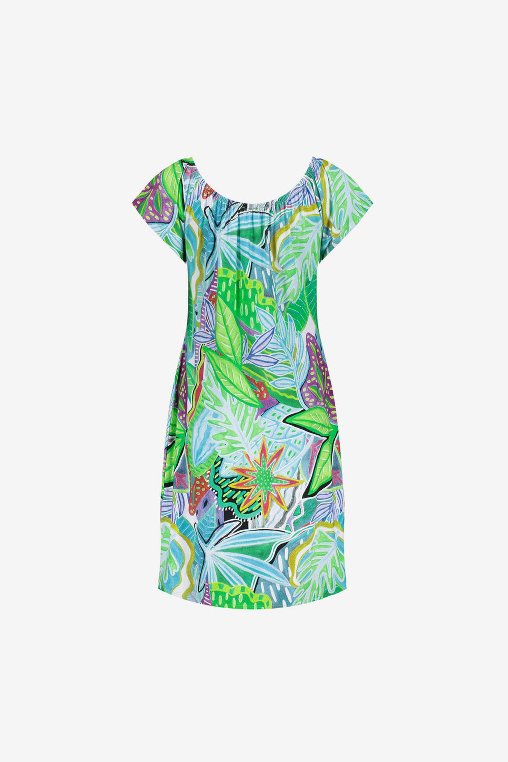 Geisha dames midi-jurk met elastieken hals