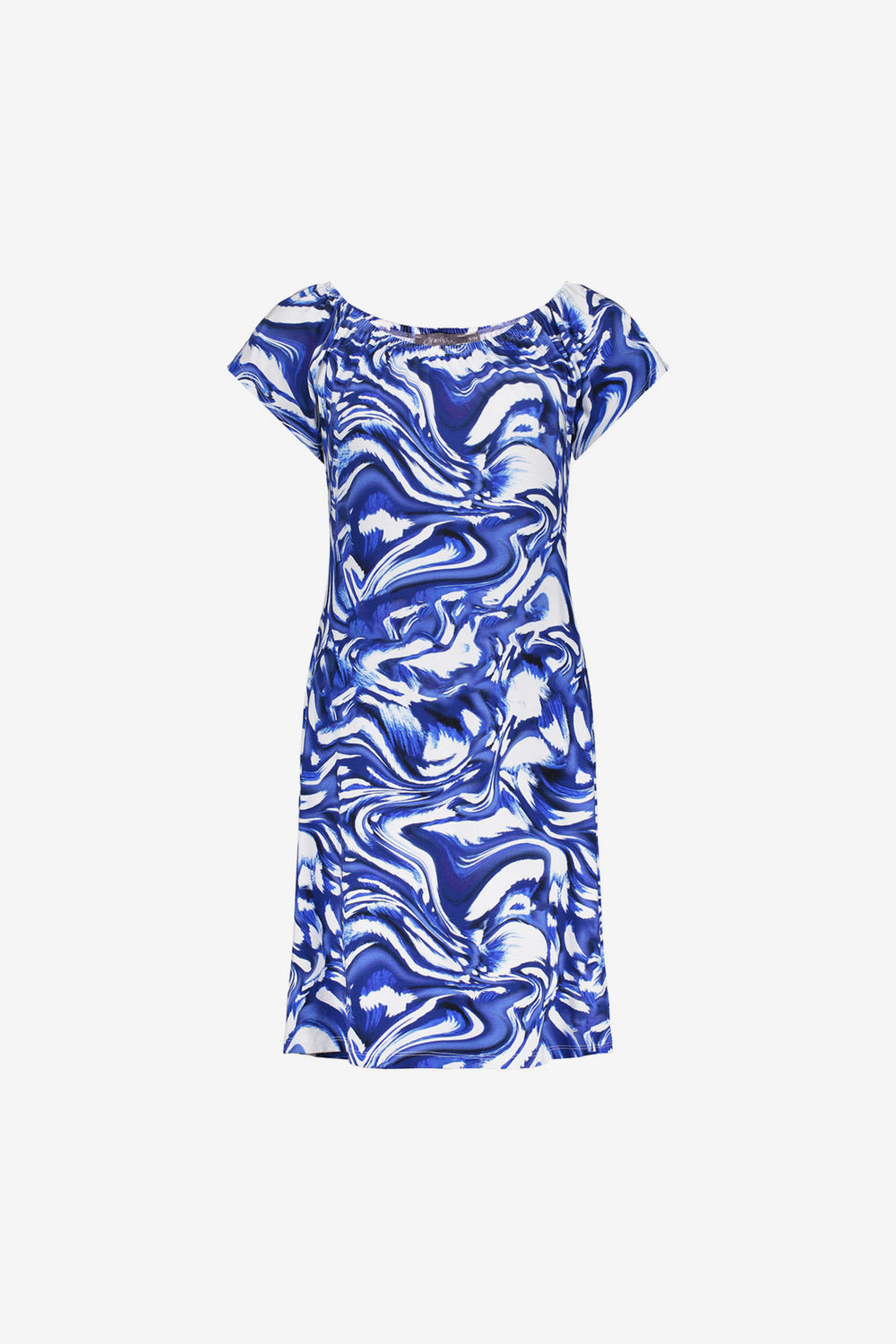 Geisha dames midi-jurk met elastieken hals