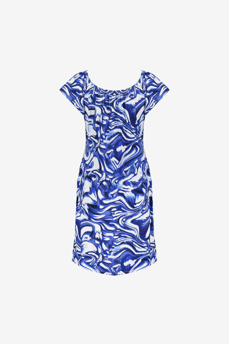 Geisha dames midi-jurk met elastieken hals