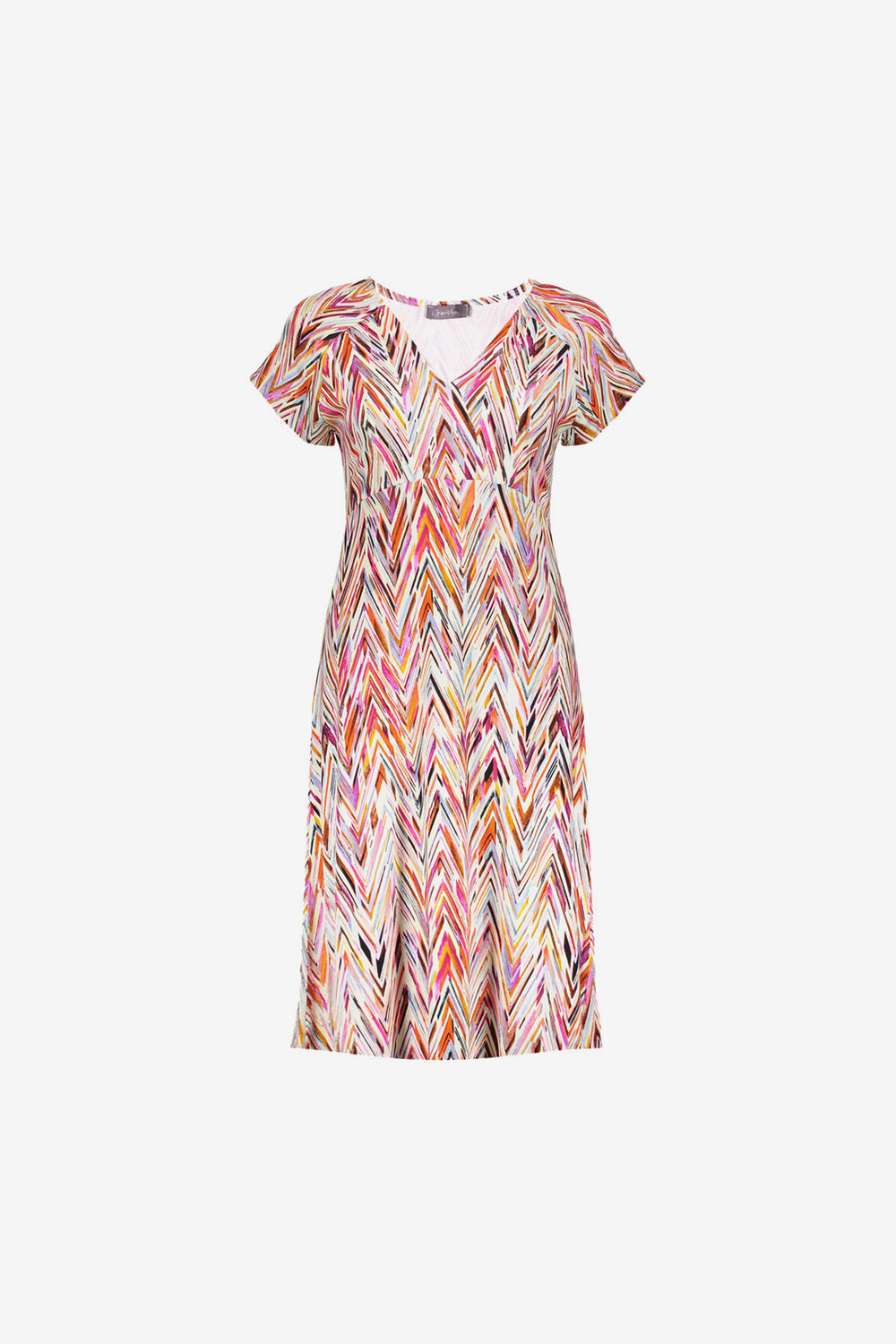Geisha dames midi jurk met V-hals en print