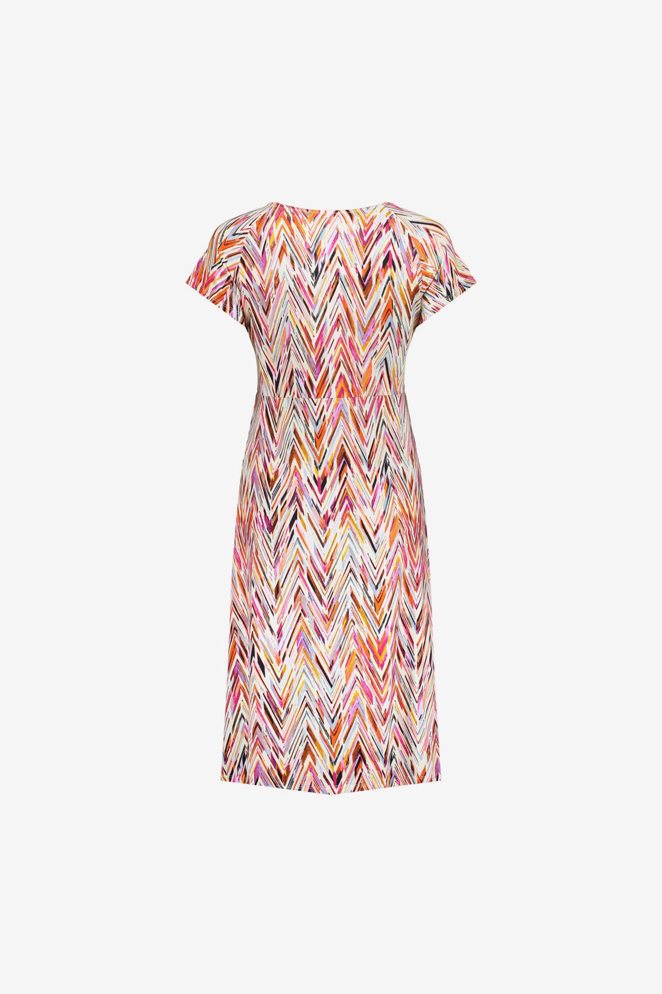 Geisha dames midi jurk met V-hals en print