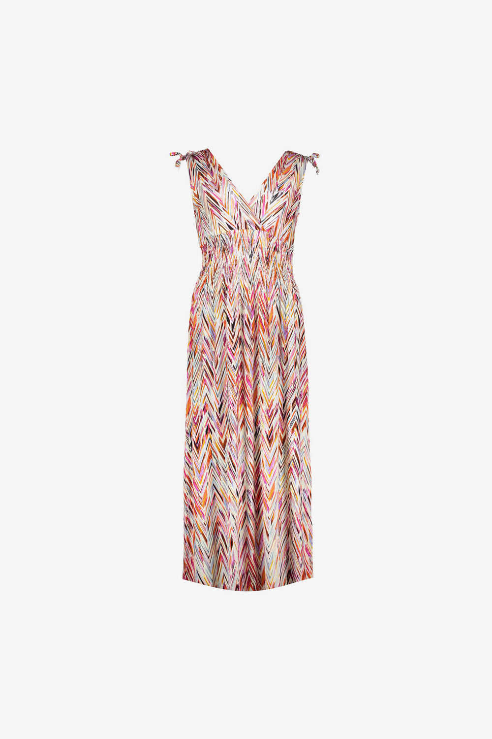 Geisha dames jersey maxi-jurk met rijg en smokdetails