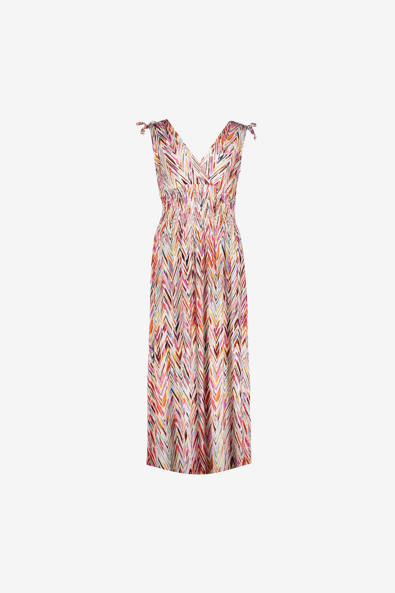 Geisha dames jersey maxi-jurk met rijg en smokdetails