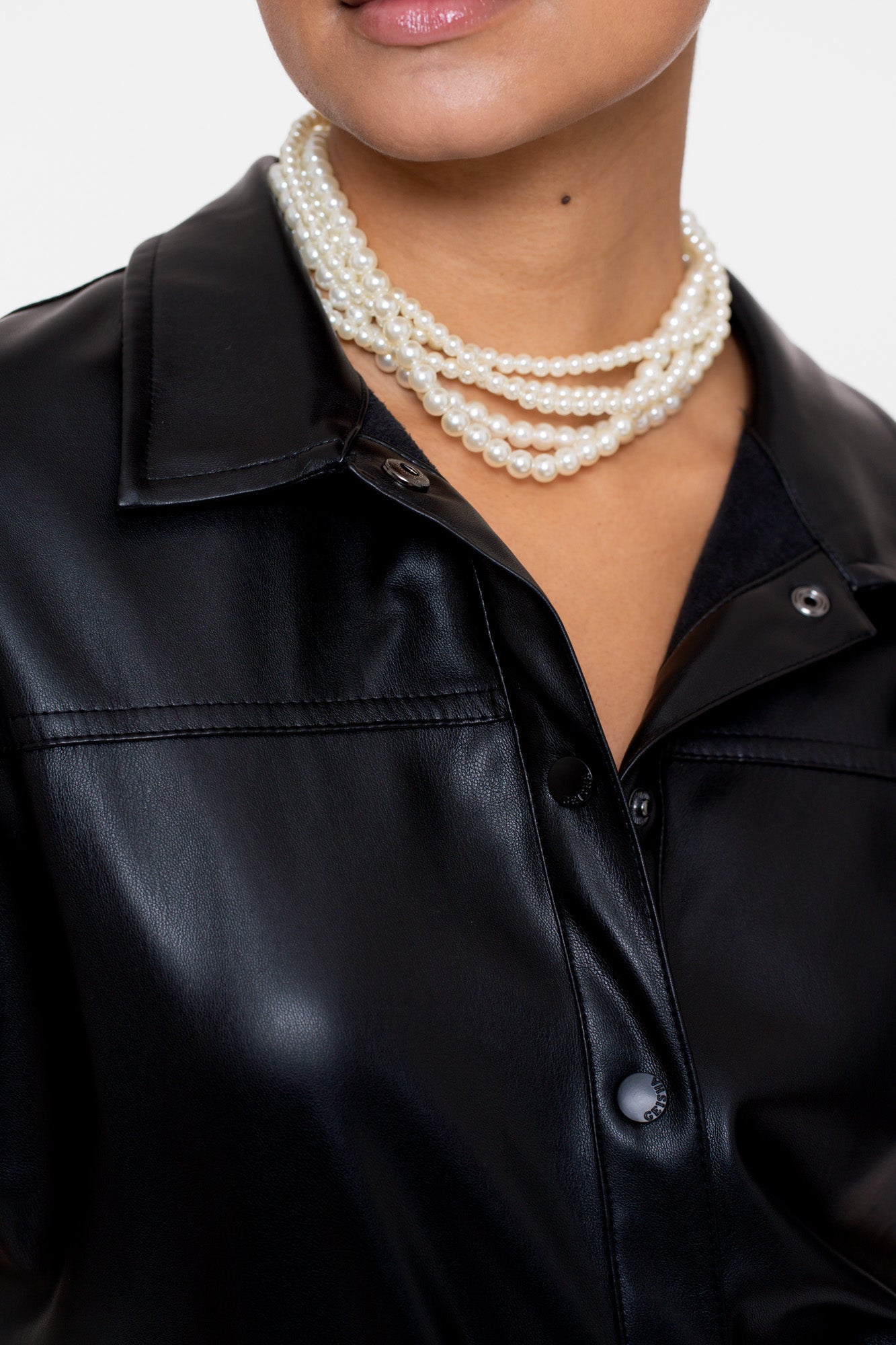 Geisha Damen-Midikleid in Lederoptik mit Bindegürtel