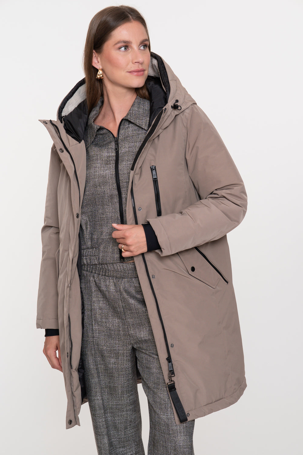 Geisha Damen-Steppjacke mit Teddy-Kapuze