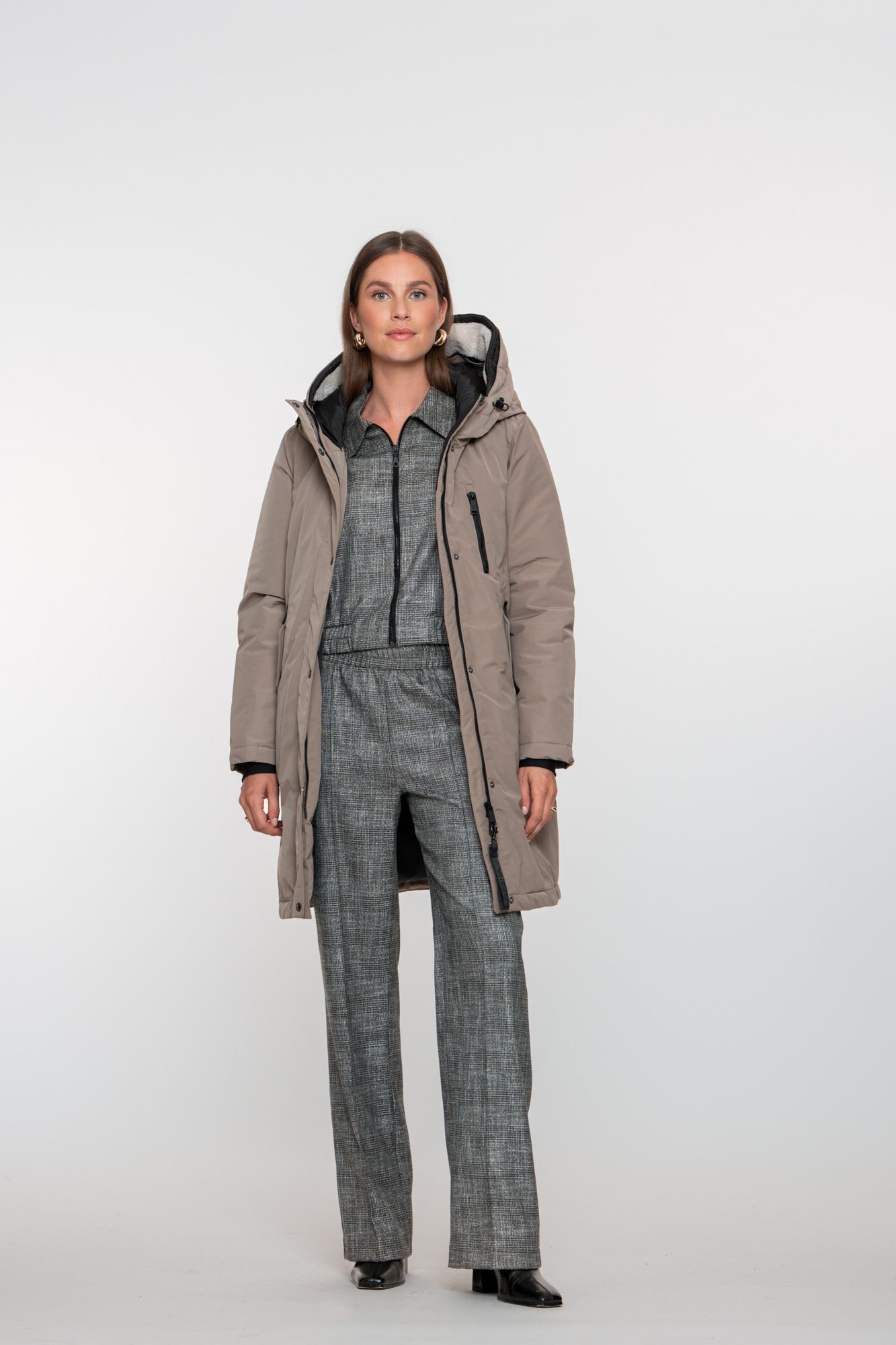 Geisha Damen-Steppjacke mit Teddy-Kapuze