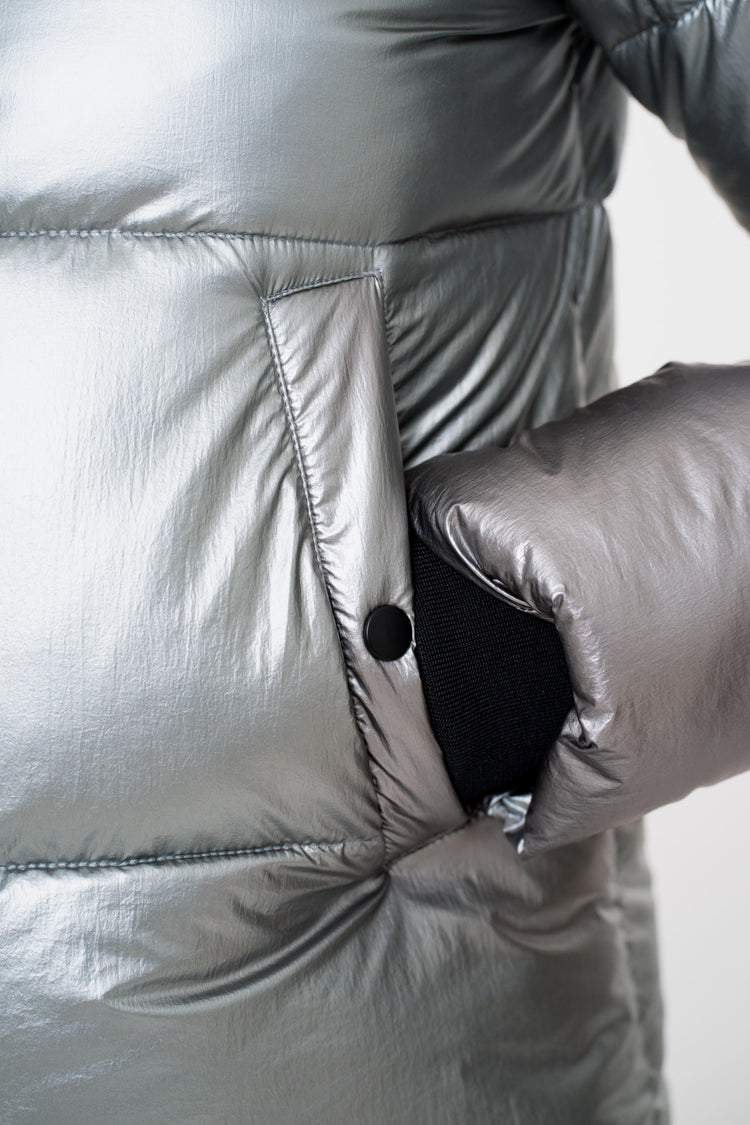 Geisha Damen-Metallic-Daunenjacke