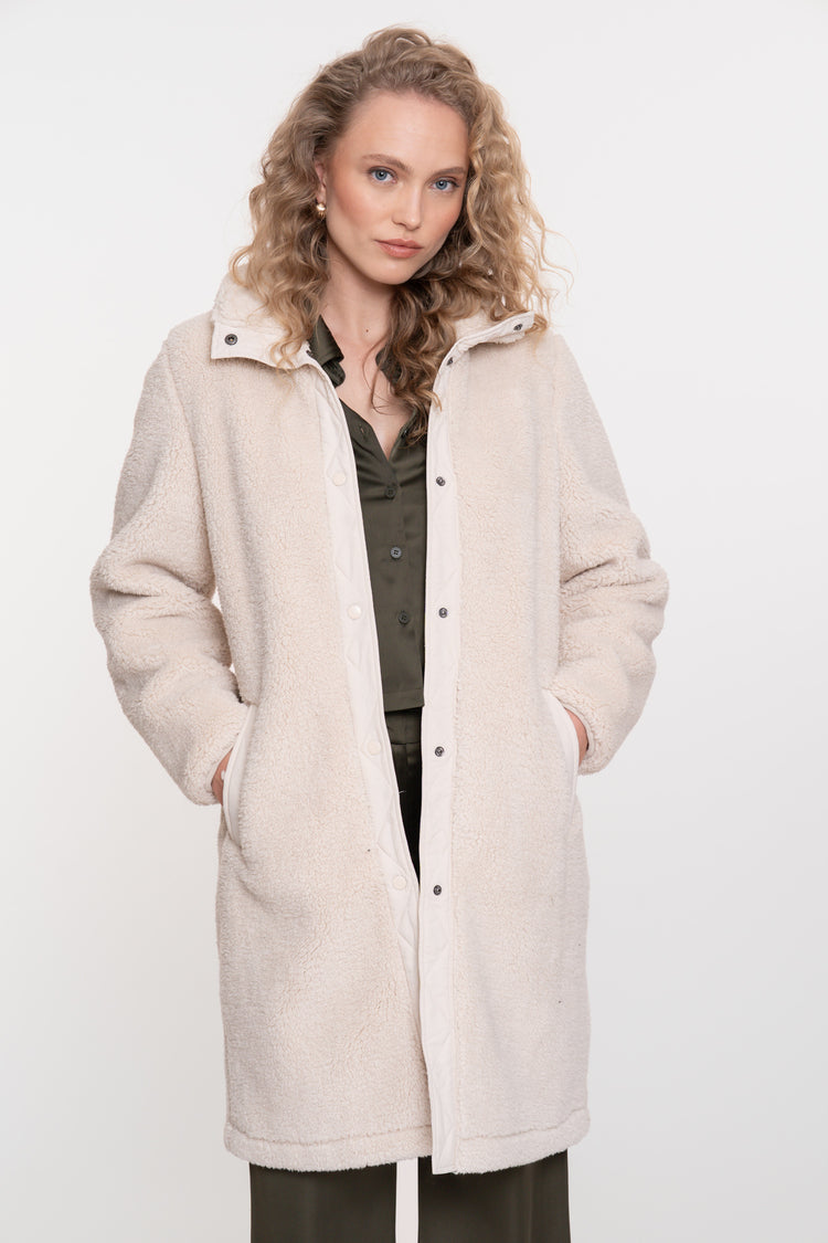 Geisha Damen-Midi-Teddy-Mantel