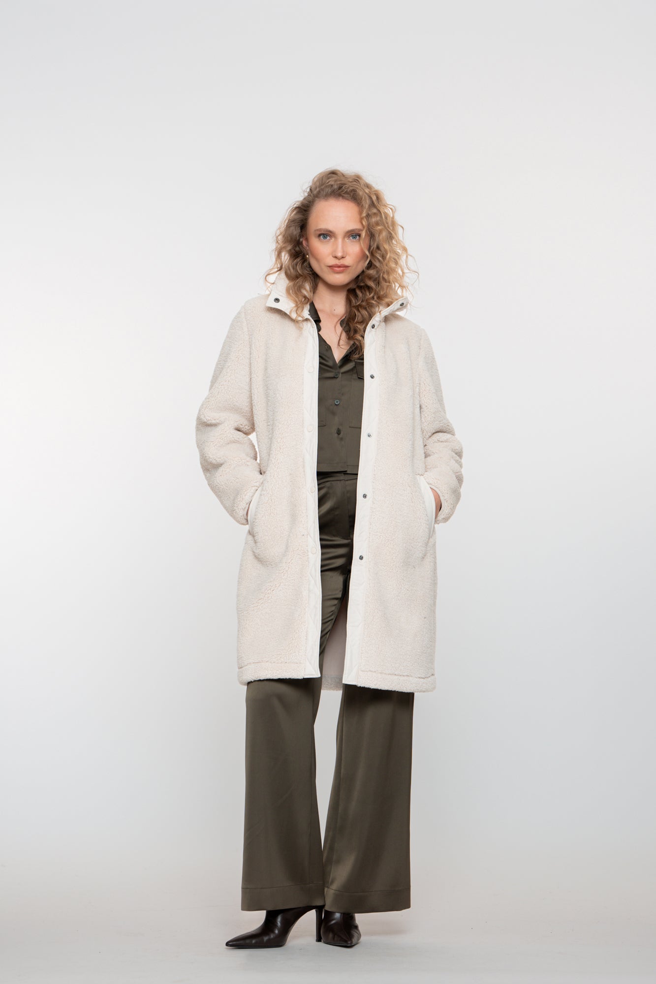 Geisha Damen-Midi-Teddy-Mantel