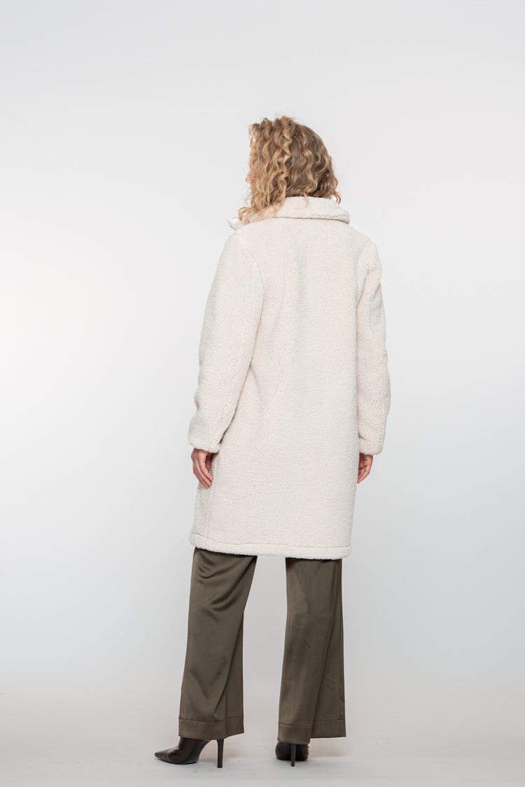 Geisha Damen-Midi-Teddy-Mantel