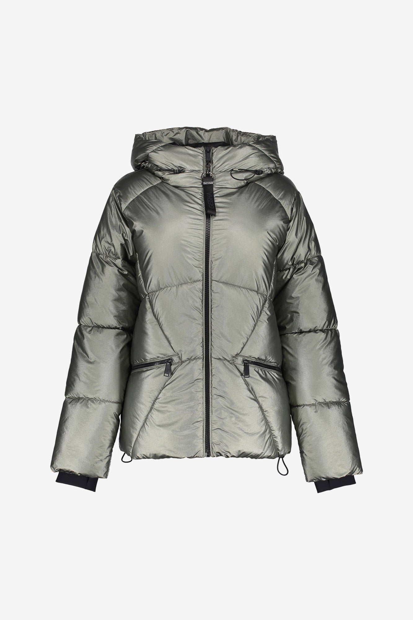 Geisha Damen-Kurze Metallic-Steppjacke