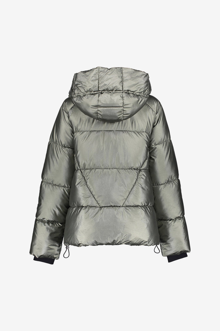 Geisha Damen-Kurze Metallic-Steppjacke