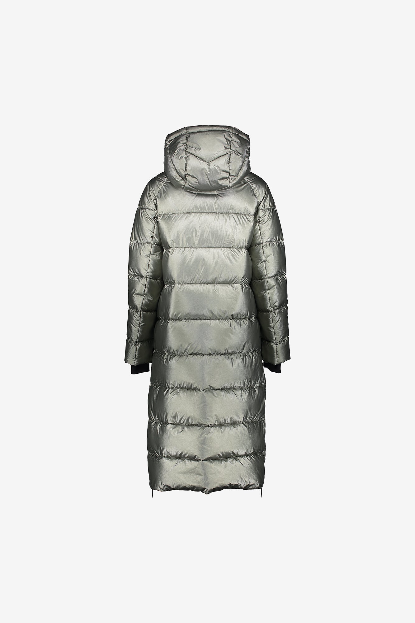 Geisha Damen-Langer Metallic-Steppmantel