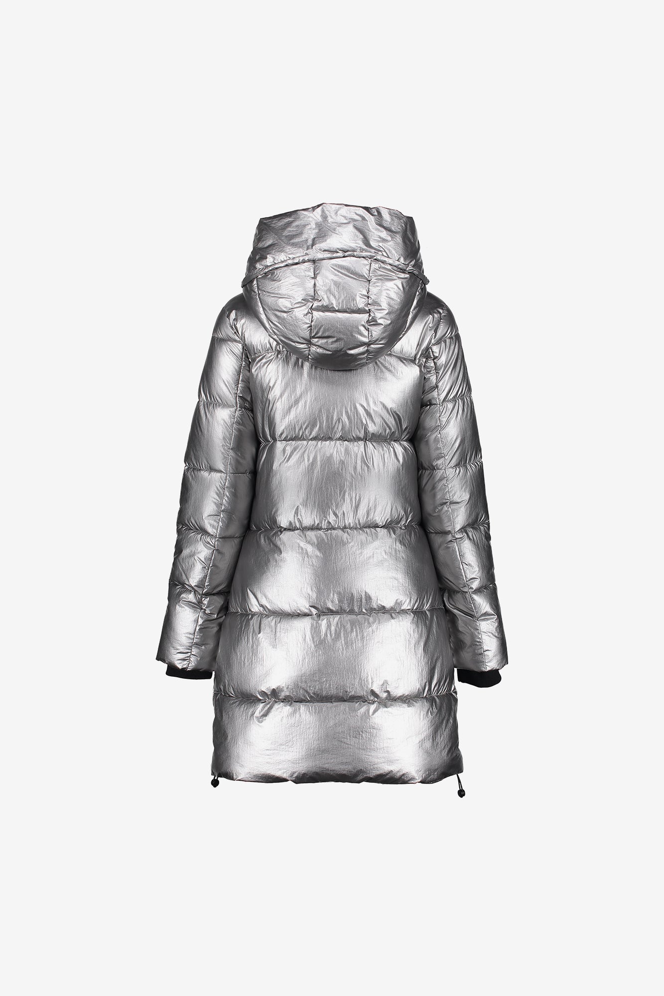 Geisha Damen-Langer Daunenmantel in Silber