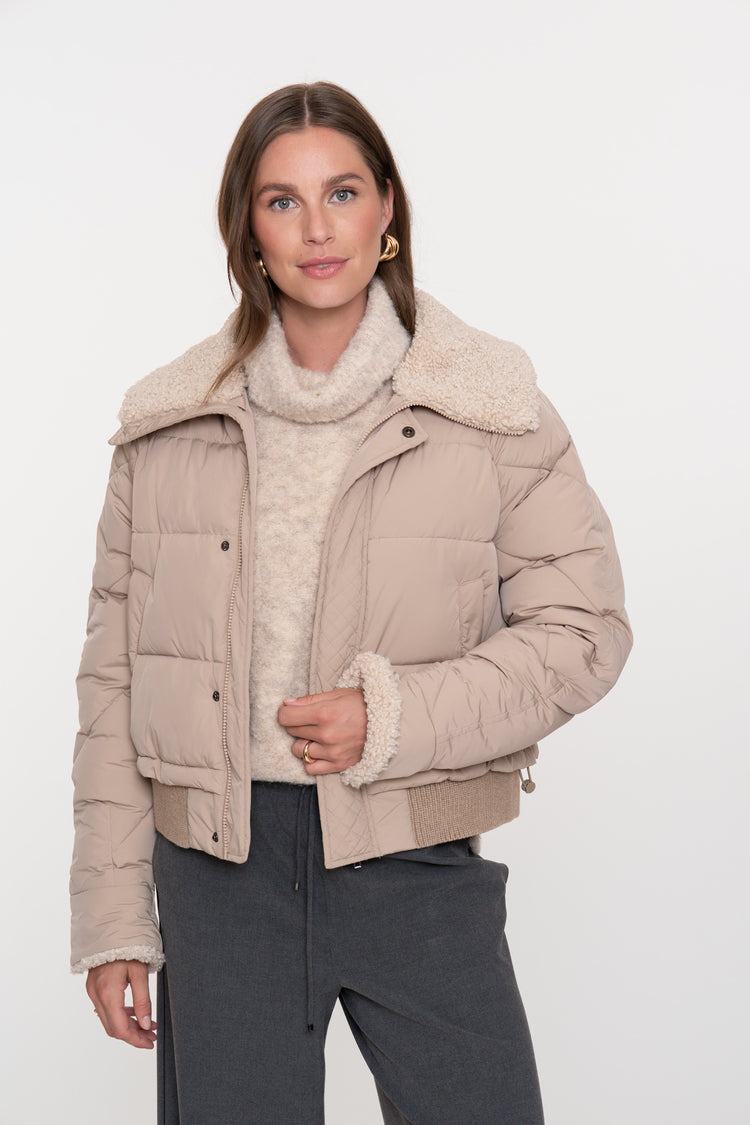 Geisha Damen-Daunenjacke mit Teddykragen