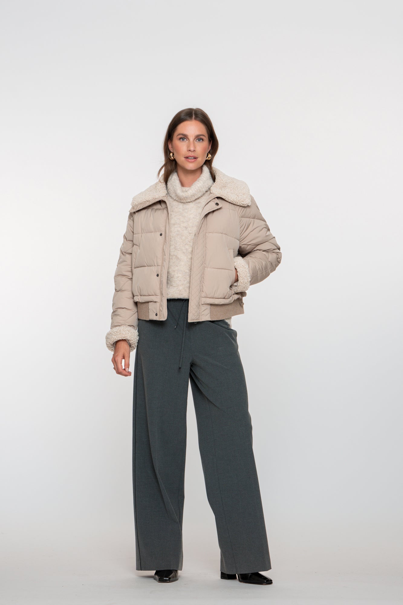 Geisha Damen-Daunenjacke mit Teddykragen