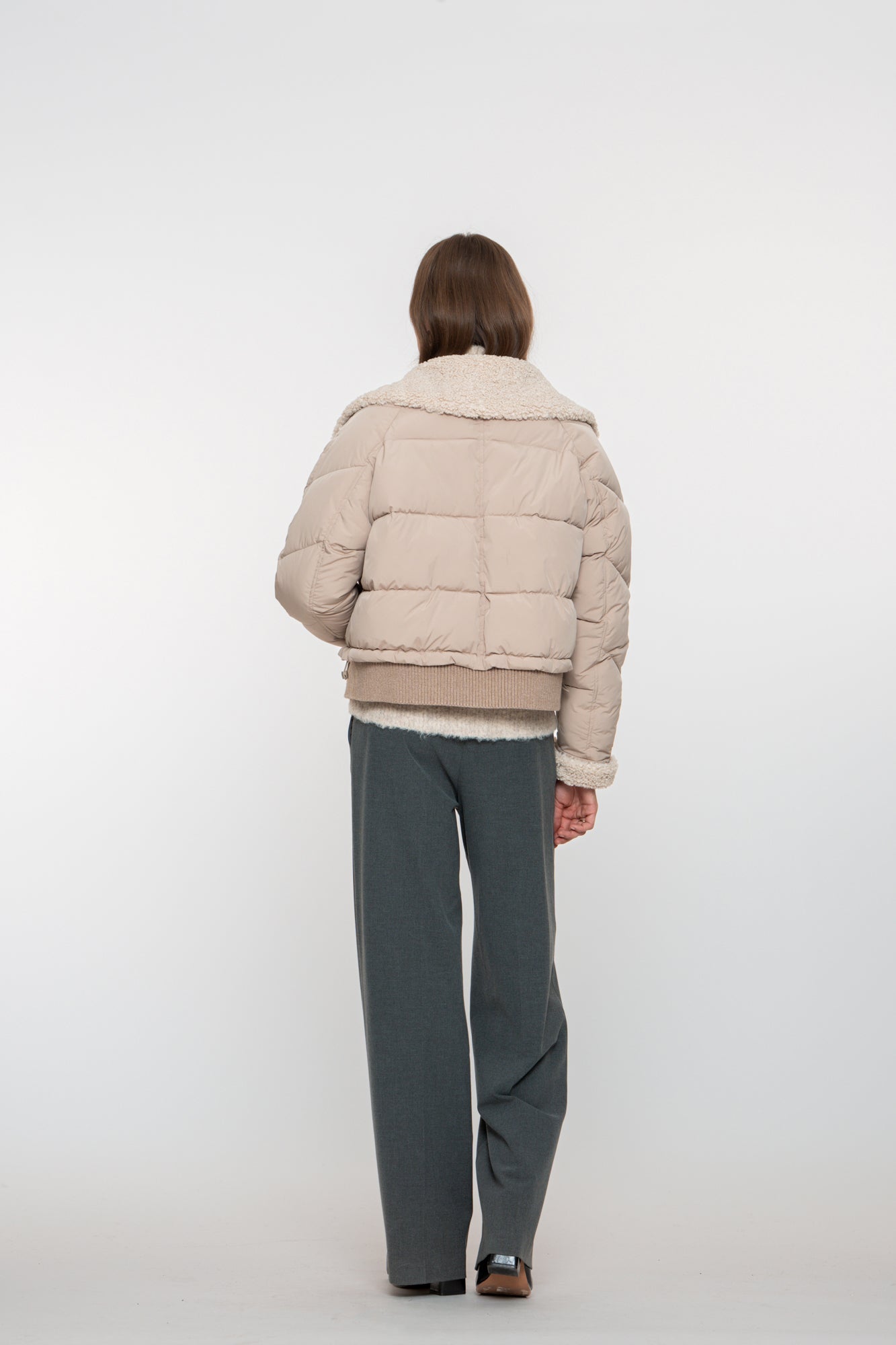 Geisha Damen-Daunenjacke mit Teddykragen