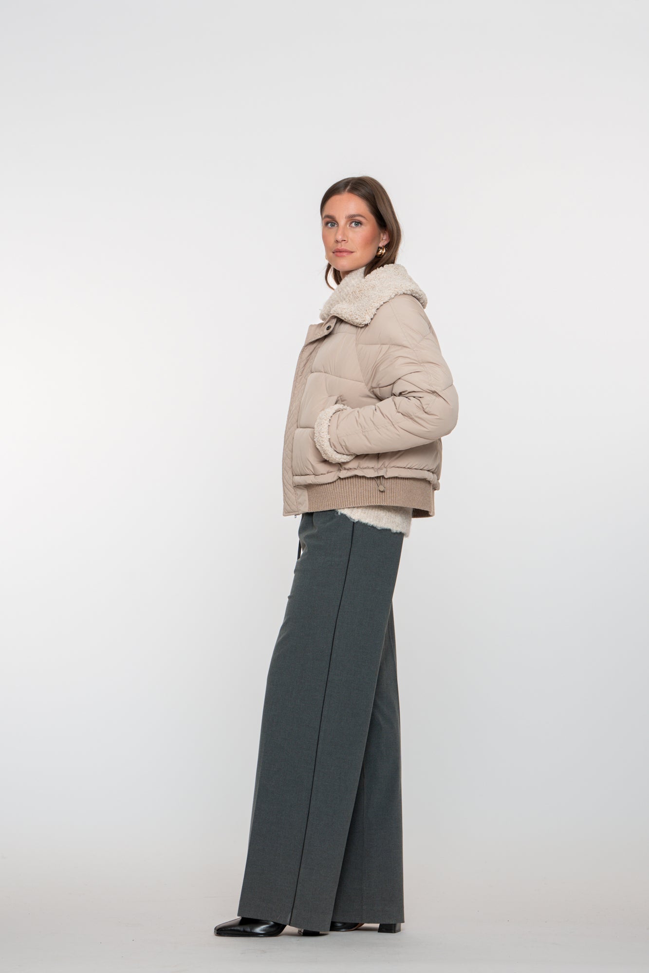 Geisha Damen-Daunenjacke mit Teddykragen