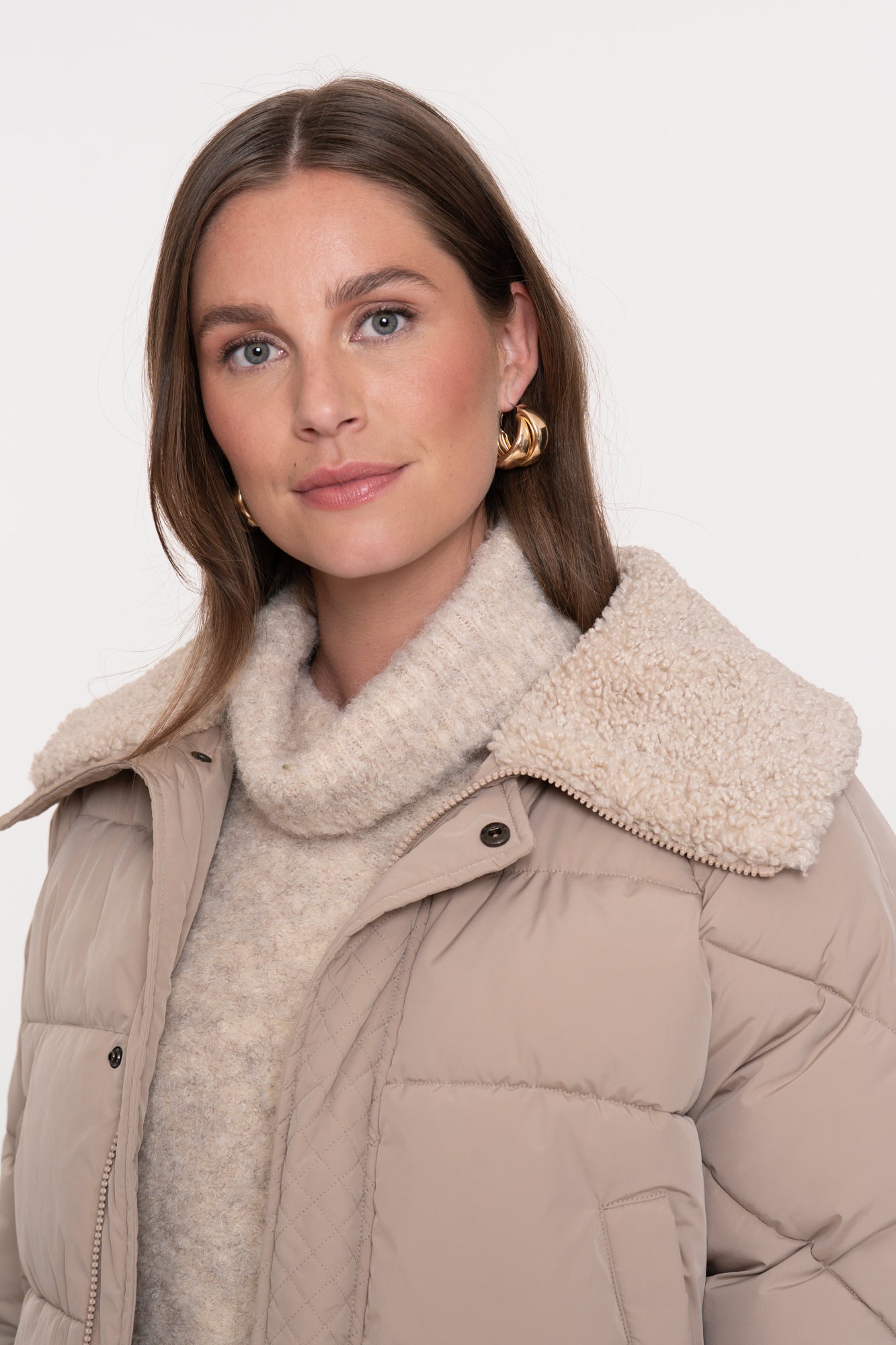 Geisha Damen-Daunenjacke mit Teddykragen