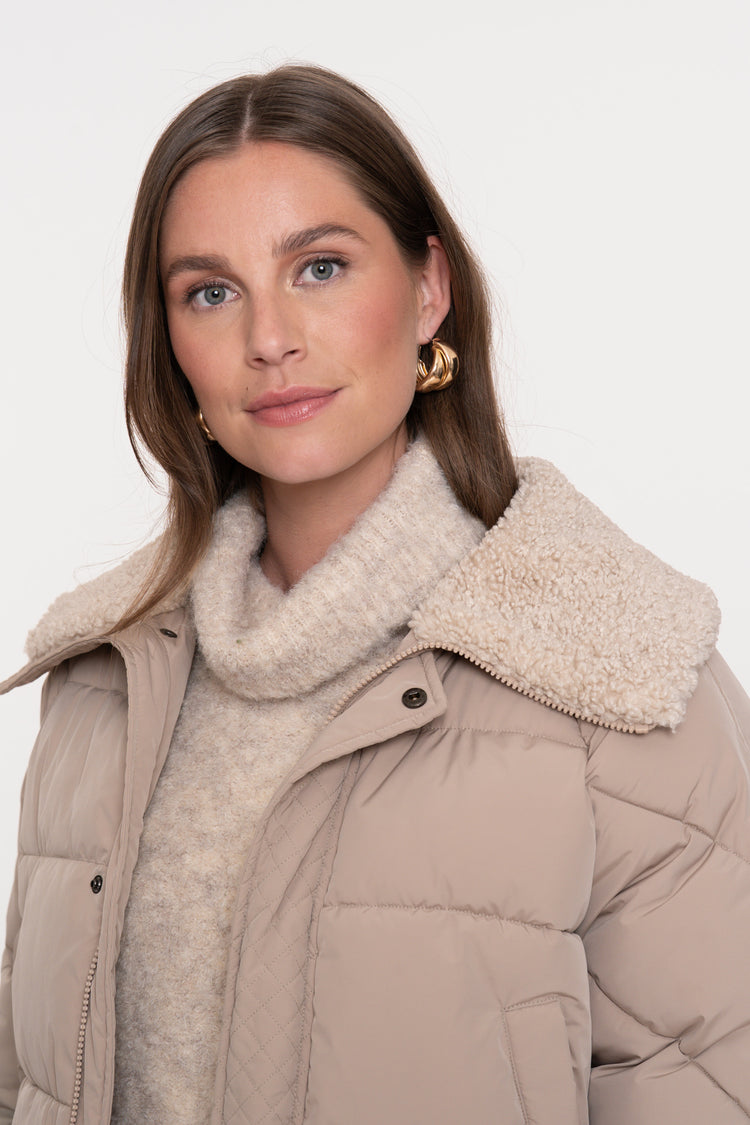 Geisha Damen-Daunenjacke mit Teddykragen