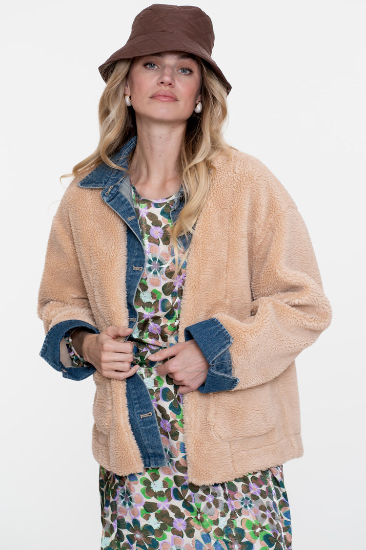 Geisha Damen-Jacke aus Denim und Teddy