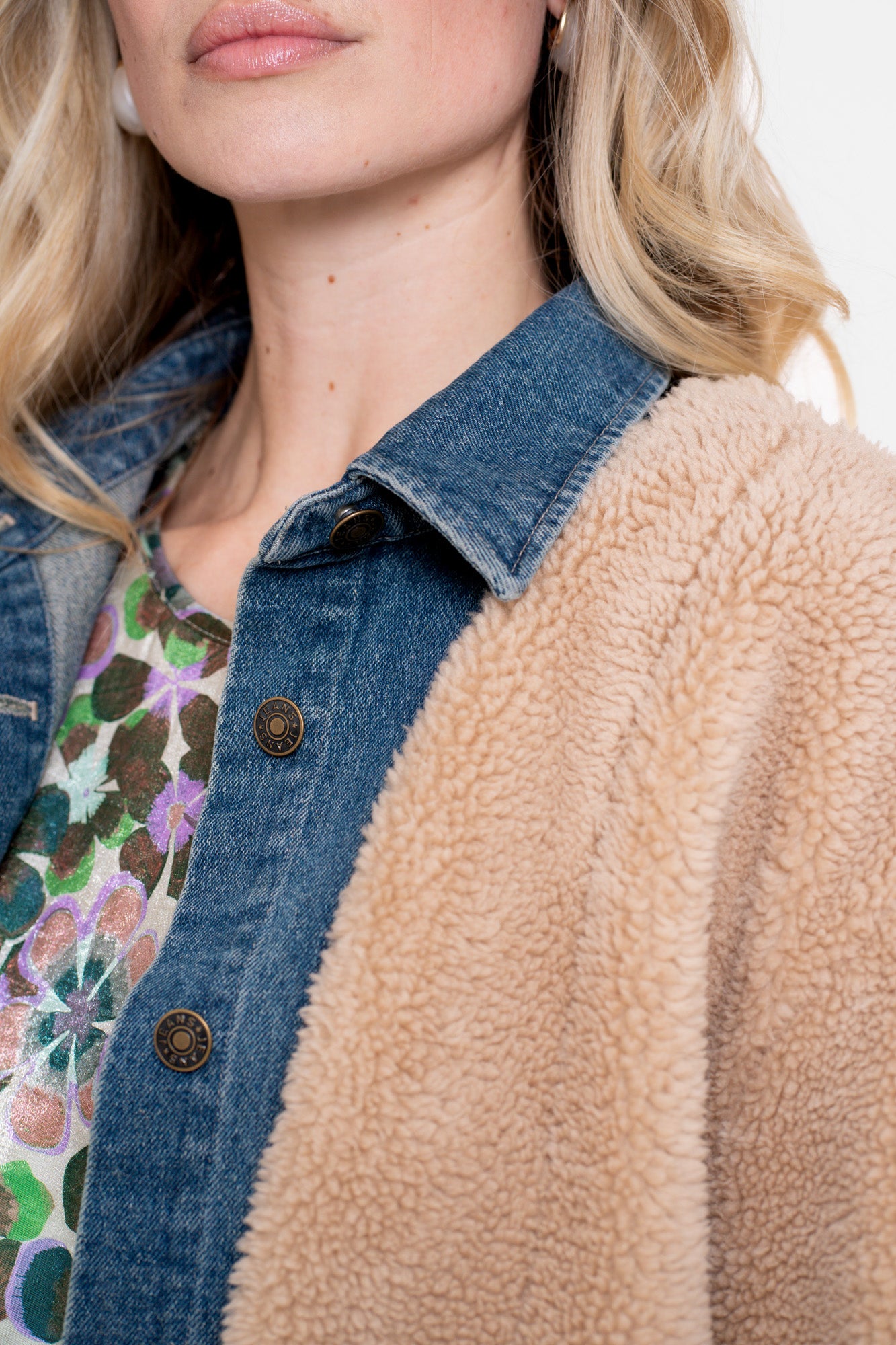 Geisha Damen-Jacke aus Denim und Teddy