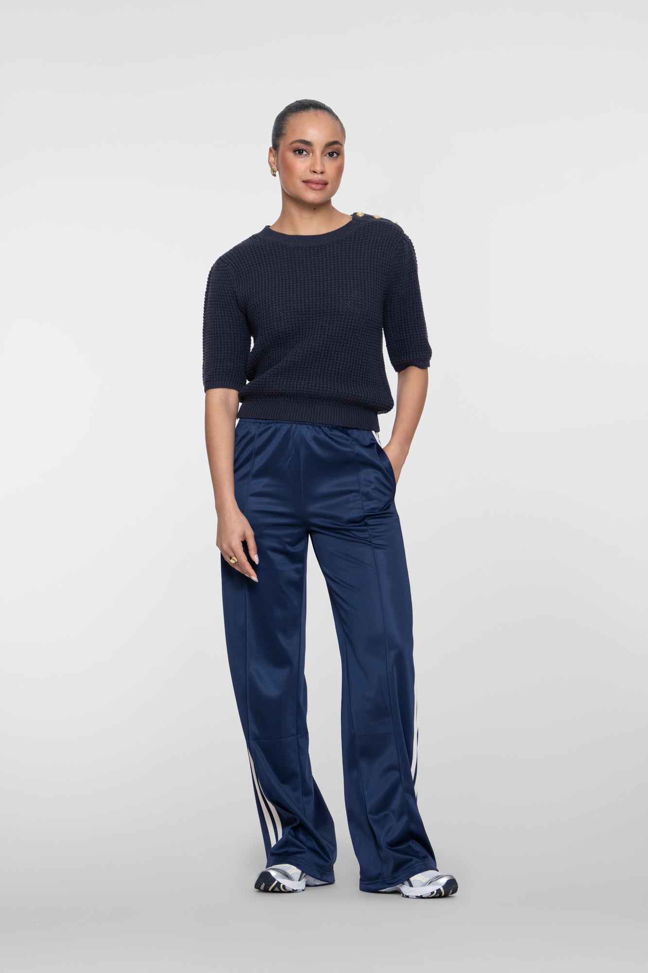 Geisha wijde trackpants met bies
