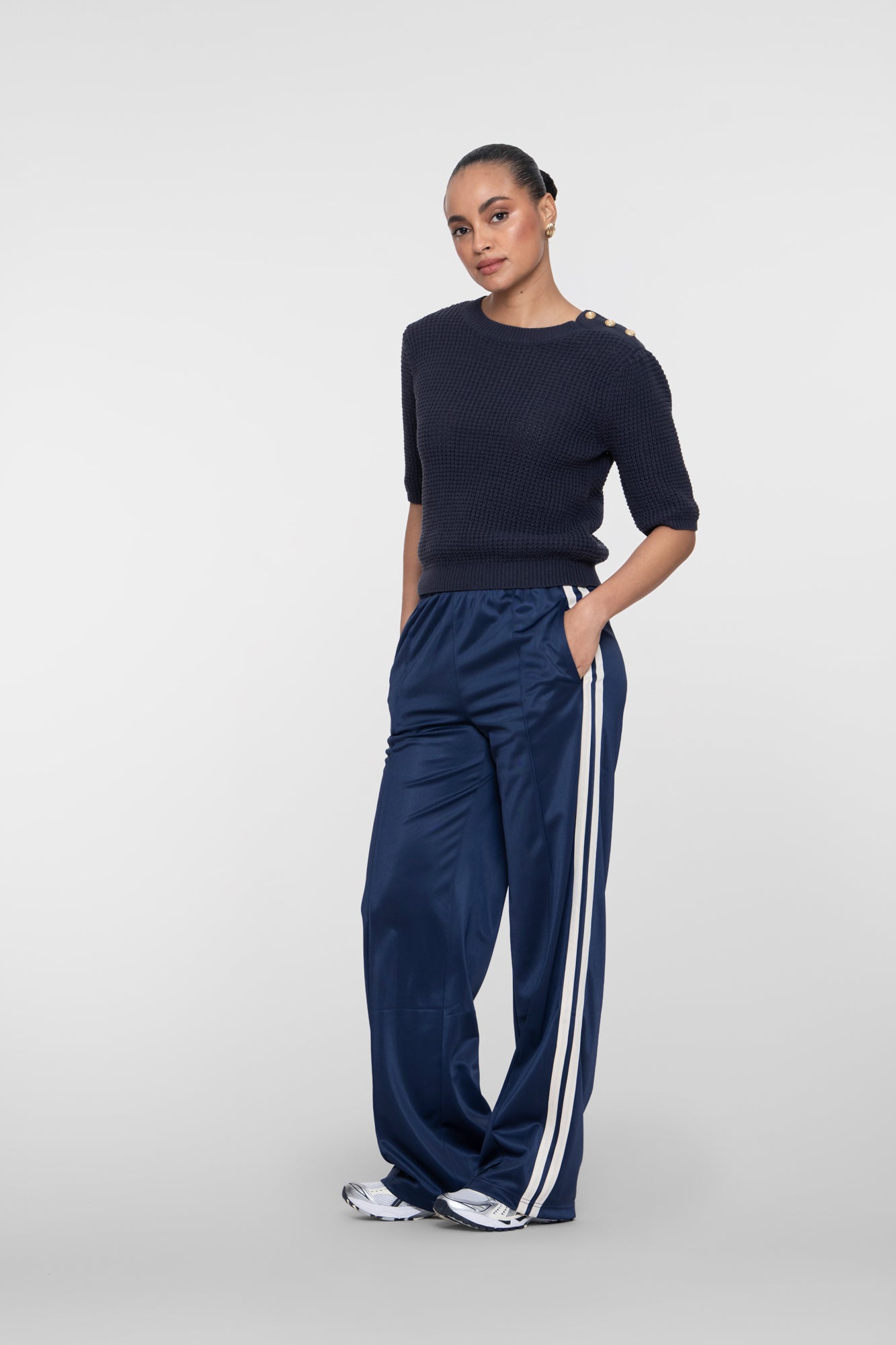 Geisha Jogginghose mit weitem Bein und Zierstreifen
