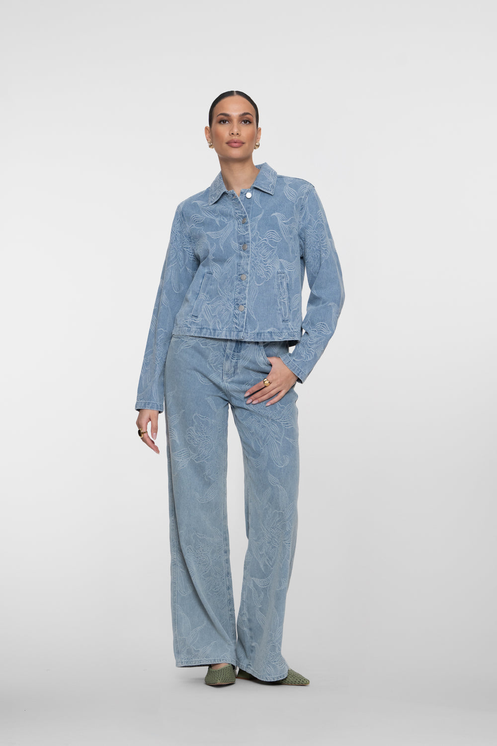 Geisha Jeans mit Jacquard und Blumenmuster