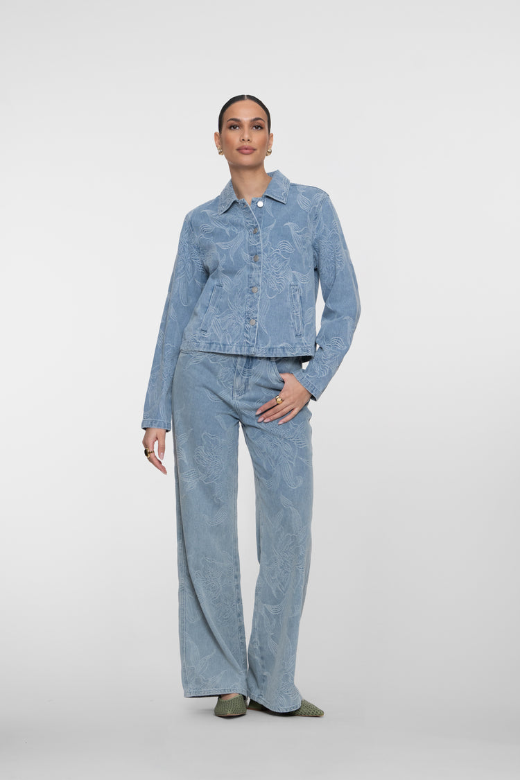 Geisha Jeans mit Jacquard und Blumenmuster