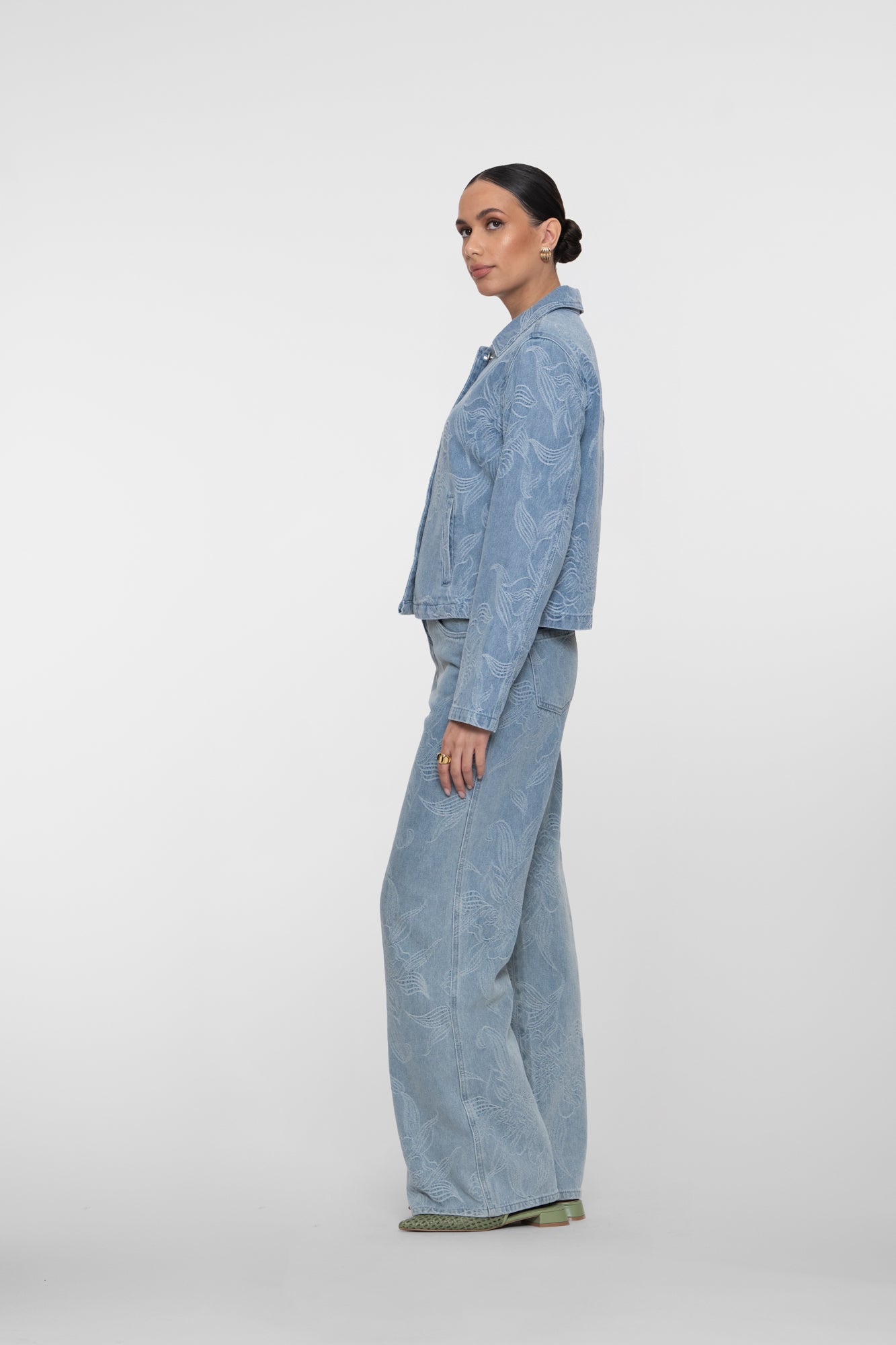 Geisha Jeans mit Jacquard und Blumenmuster