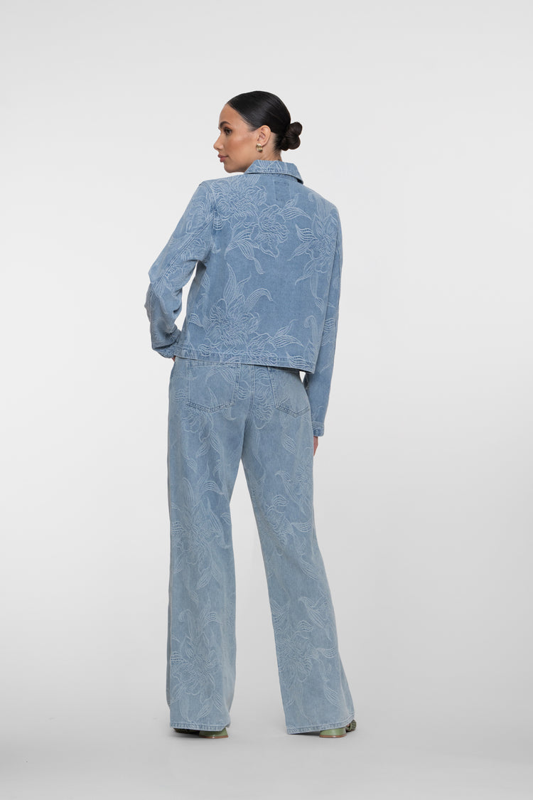 Geisha Jeans mit Jacquard und Blumenmuster