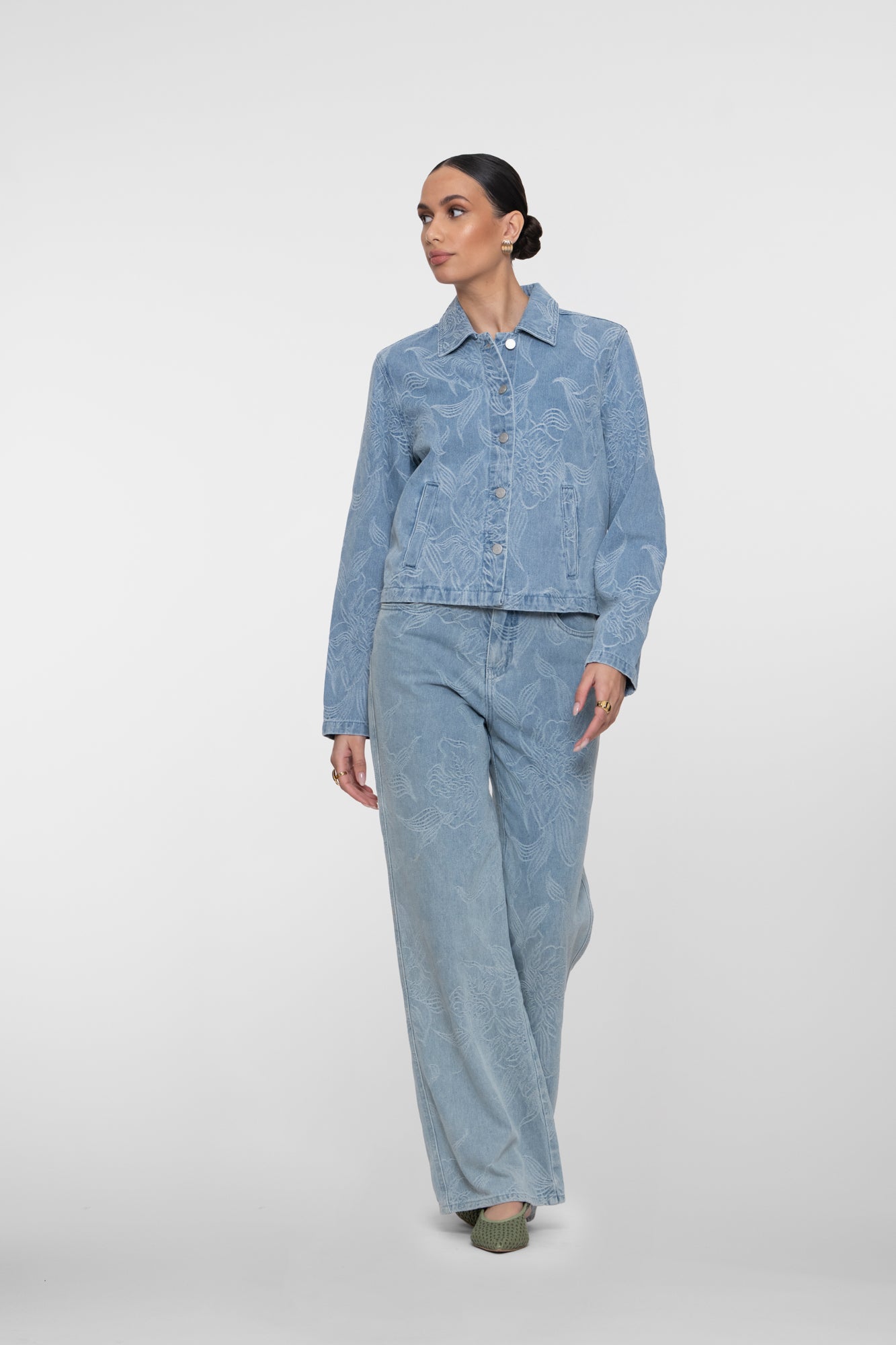 Geisha Jeans mit Jacquard und Blumenmuster