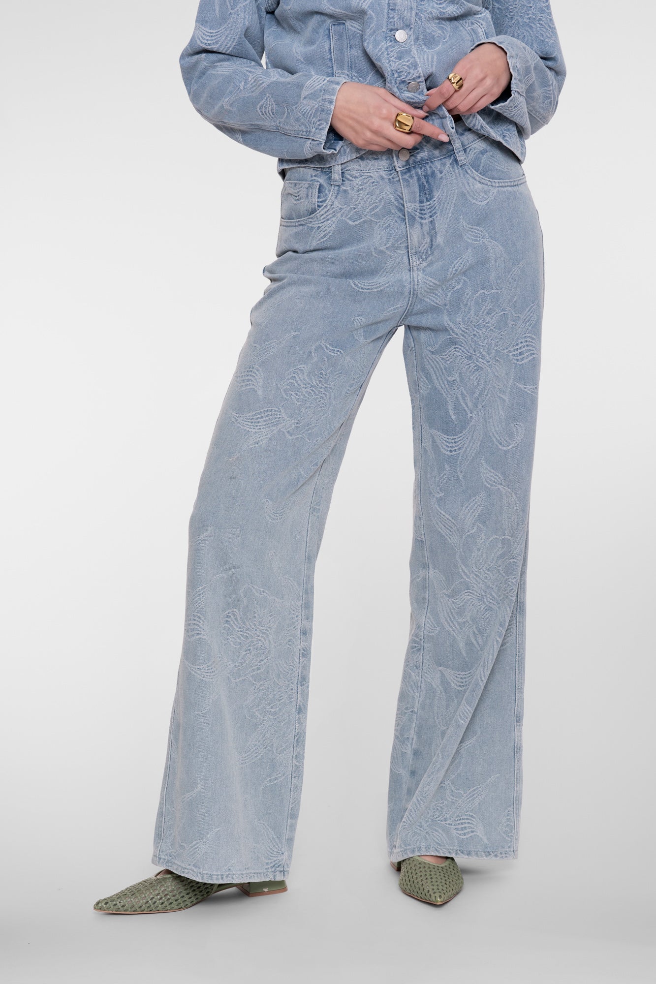 Geisha Jeans mit Jacquard und Blumenmuster