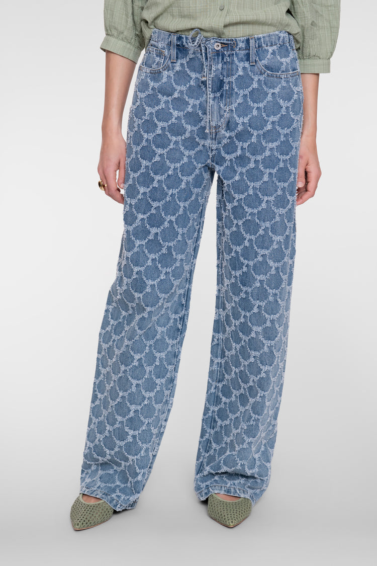Geisha wide leg jeans met jacquardstructuur